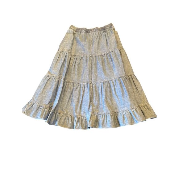 J.G. Hook Banswear Womens Tiered Ruffle Hem Chambray Skirt M 100% Cotton Guatema - Picture 5 of 5